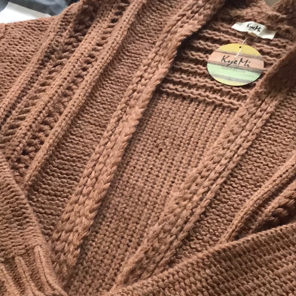NWT KyeMi BOHO SuperSoft Oversized Knee Length TERRACOTTA BROWN Long Cardigan S - Picture 9 of 14